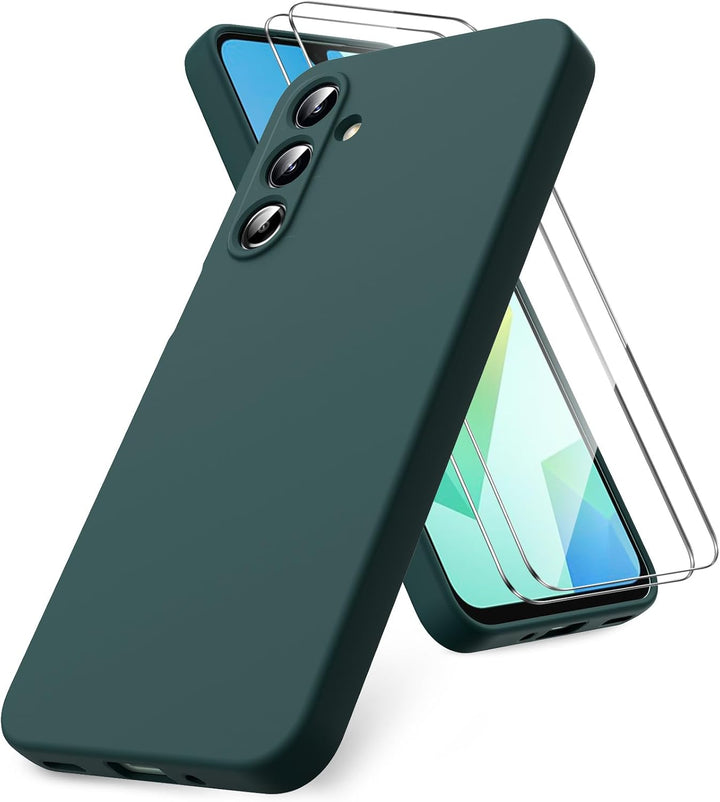Samsung Galaxy A26 Hoesje Silicone - Liquid case met 2 Screenprotectors - Groen-Ilumina Benelux