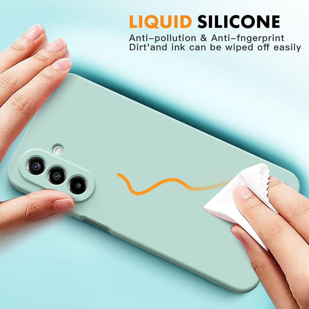 Samsung Galaxy A26 Hoesje Silicone - Liquid case met 2 Screenprotectors - Mint Groen-Ilumina Benelux