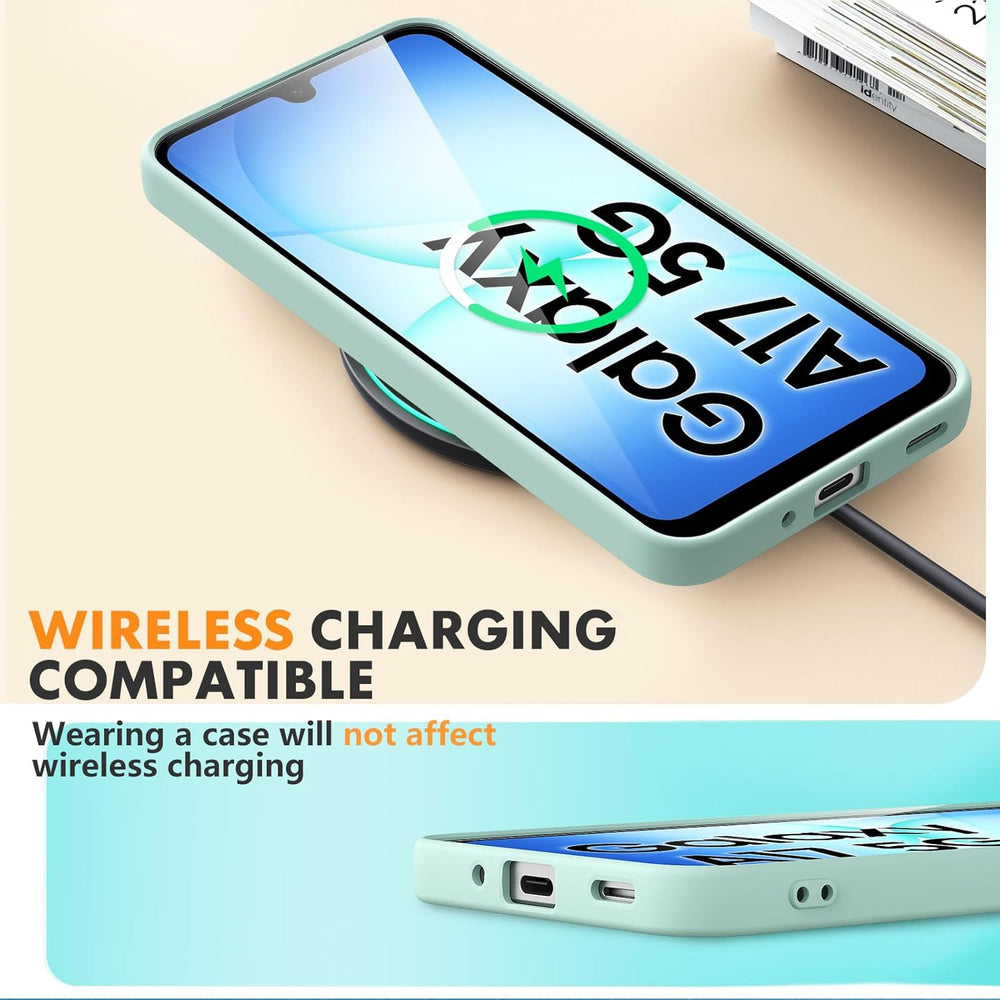 Samsung Galaxy A26 Hoesje Silicone - Liquid case met 2 Screenprotectors - Mint Groen-Ilumina Benelux