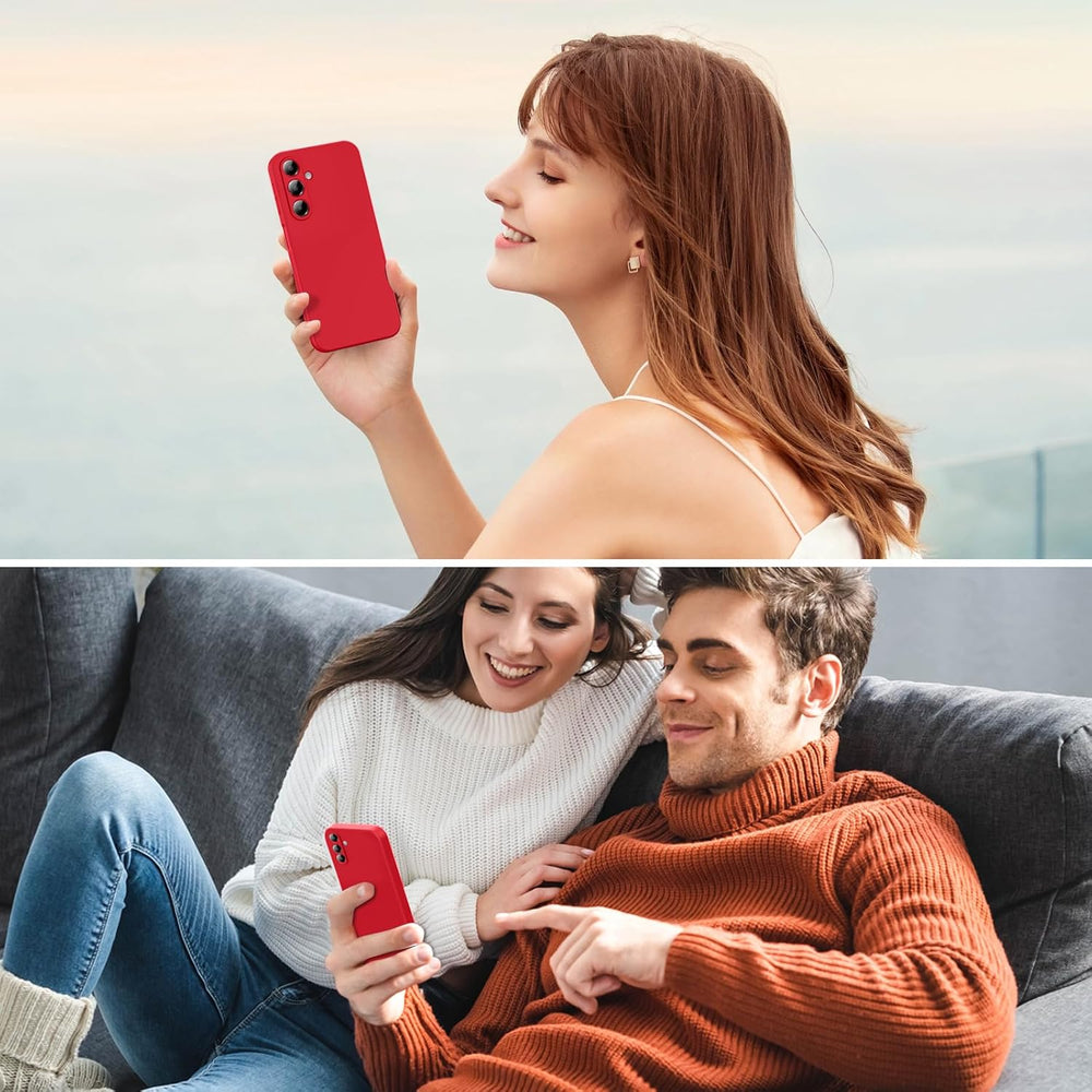 Samsung Galaxy A26 Hoesje Silicone - Liquid case met 2 Screenprotectors - Rood-Ilumina Benelux