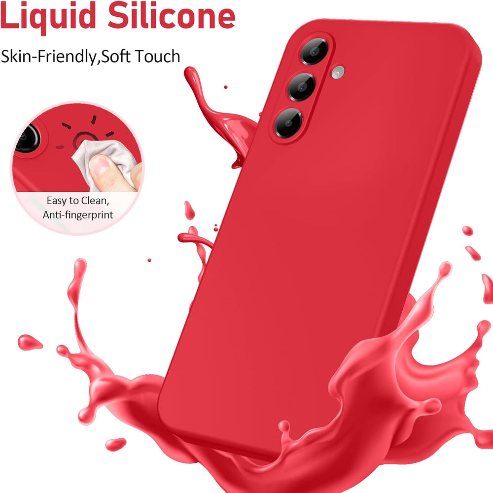 Samsung Galaxy A26 Hoesje Silicone - Liquid case met 2 Screenprotectors - Rood-Ilumina Benelux