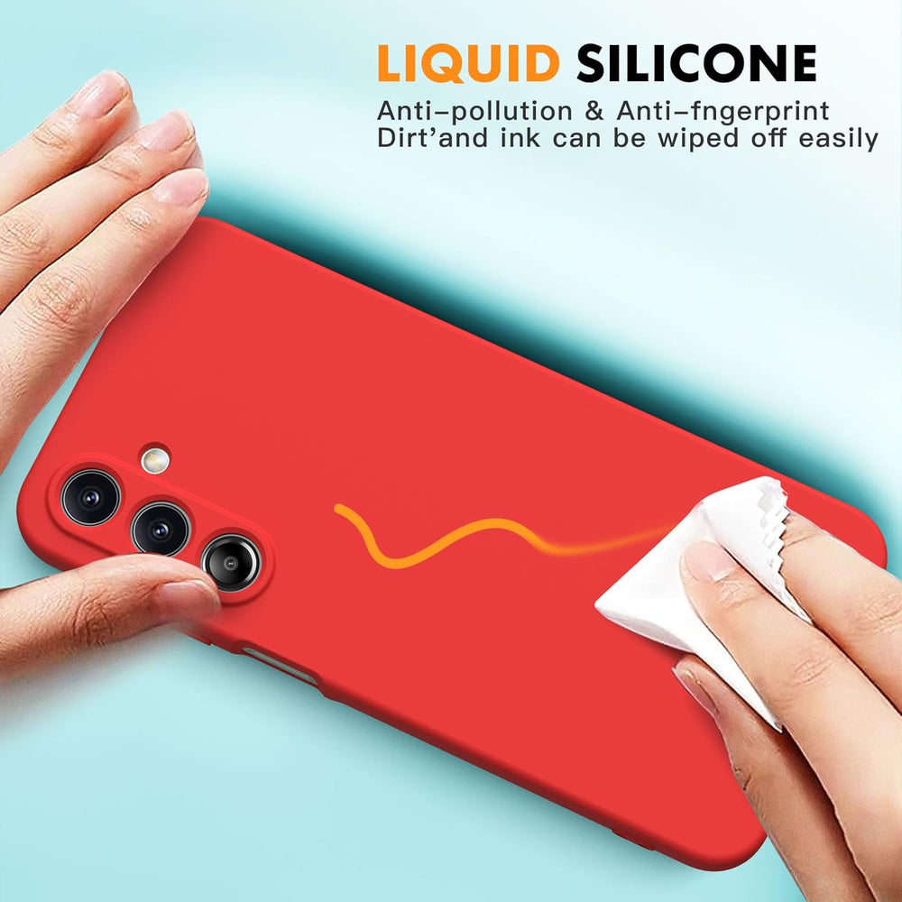 Samsung Galaxy A26 Hoesje Silicone - Liquid case met 2 Screenprotectors - Rood-Ilumina Benelux