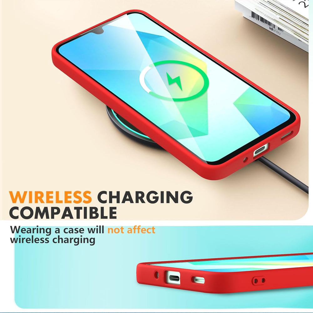Samsung Galaxy A26 Hoesje Silicone - Liquid case met 2 Screenprotectors - Rood-Ilumina Benelux