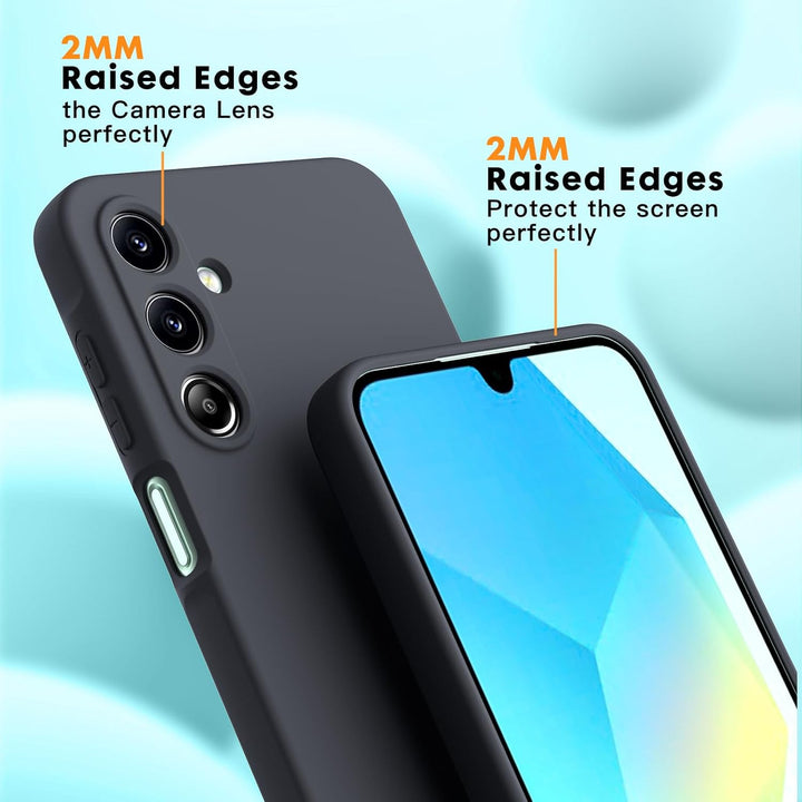 Samsung Galaxy A26 Hoesje Silicone - Liquid case met 2 Screenprotectors - Zwart-Ilumina Benelux
