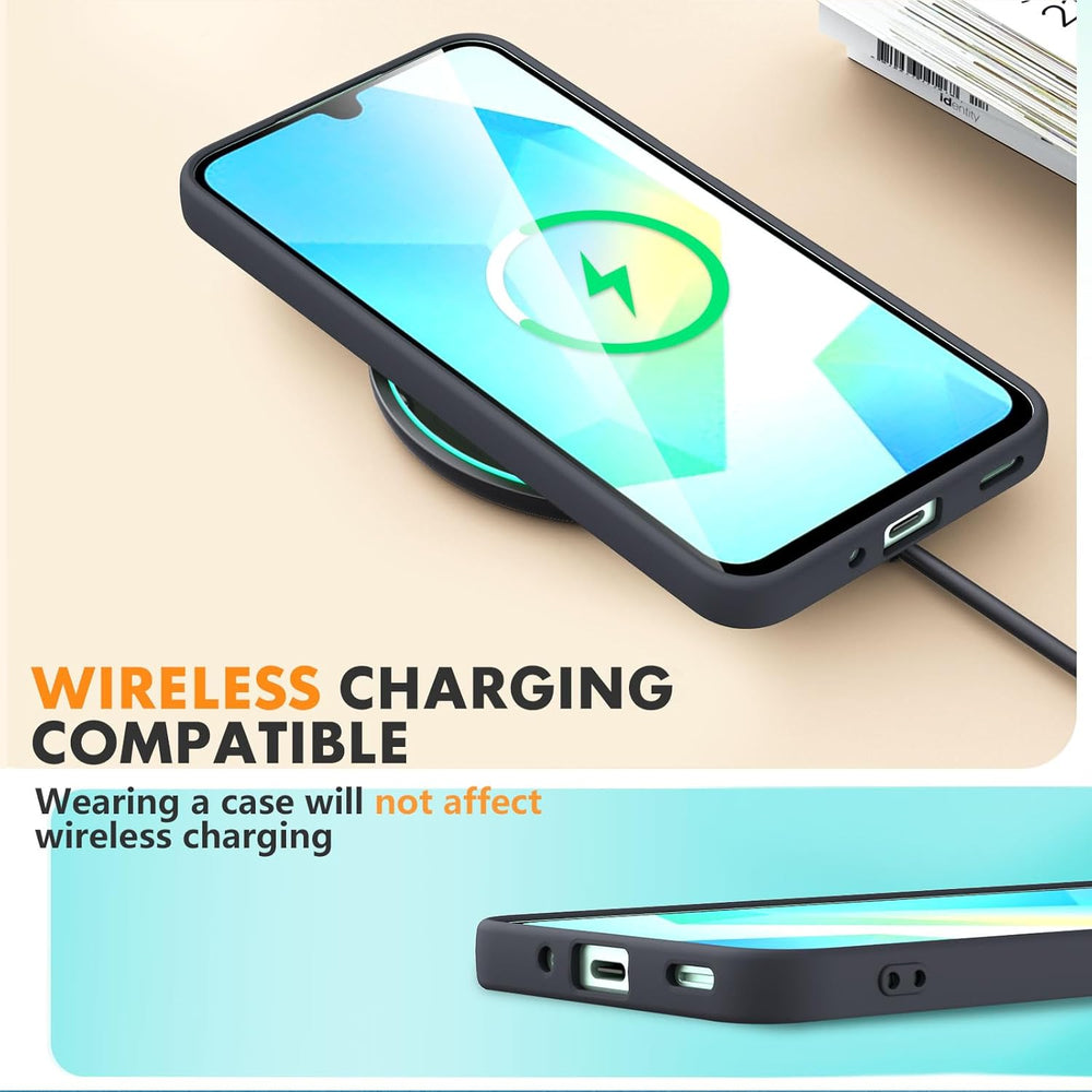 Samsung Galaxy A26 Hoesje Silicone - Liquid case met 2 Screenprotectors - Zwart-Ilumina Benelux