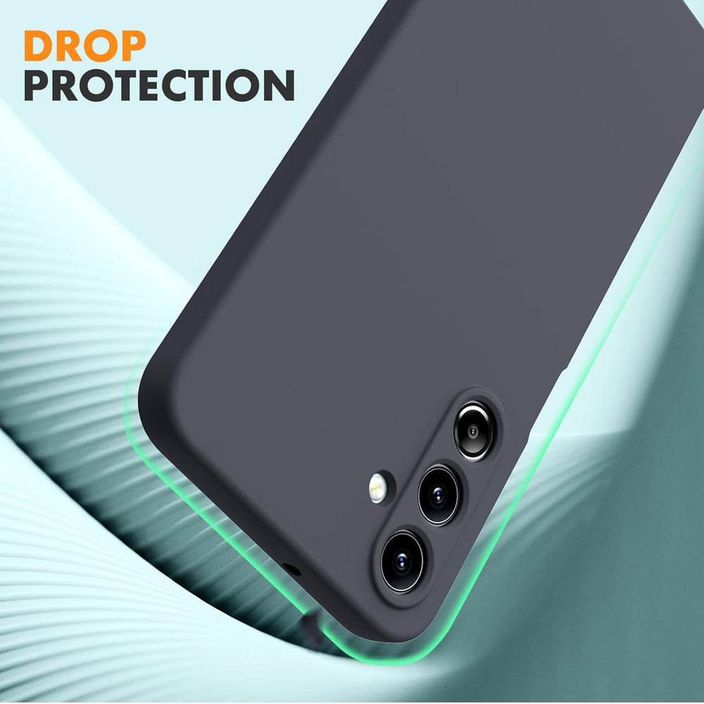 Samsung Galaxy A26 Hoesje Silicone - Liquid case met 2 Screenprotectors - Zwart-Ilumina Benelux