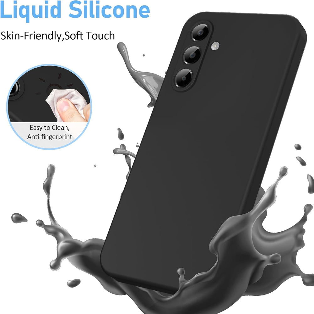 Samsung Galaxy A26 Hoesje Silicone - Liquid case met 2 Screenprotectors - Zwart-Ilumina Benelux