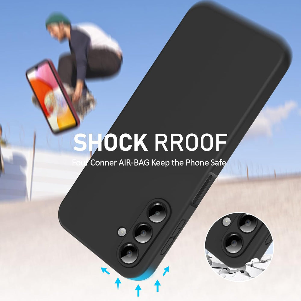 Samsung Galaxy A26 Hoesje Silicone - Liquid case met 2 Screenprotectors - Zwart-Ilumina Benelux