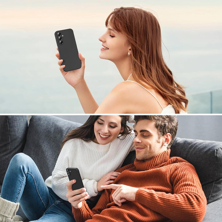 Samsung Galaxy A26 Hoesje Silicone - Liquid case met 2 Screenprotectors - Zwart-Ilumina Benelux