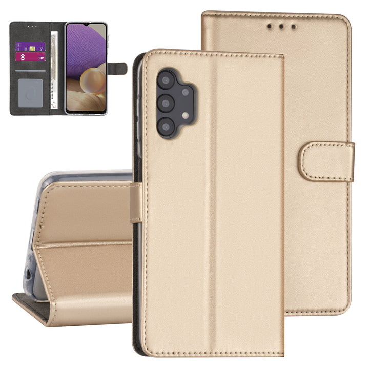 Samsung Galaxy A32 Kunstleer Booktype hoesje - Goud - 5G-Hoesjes-Ilumina Benelux