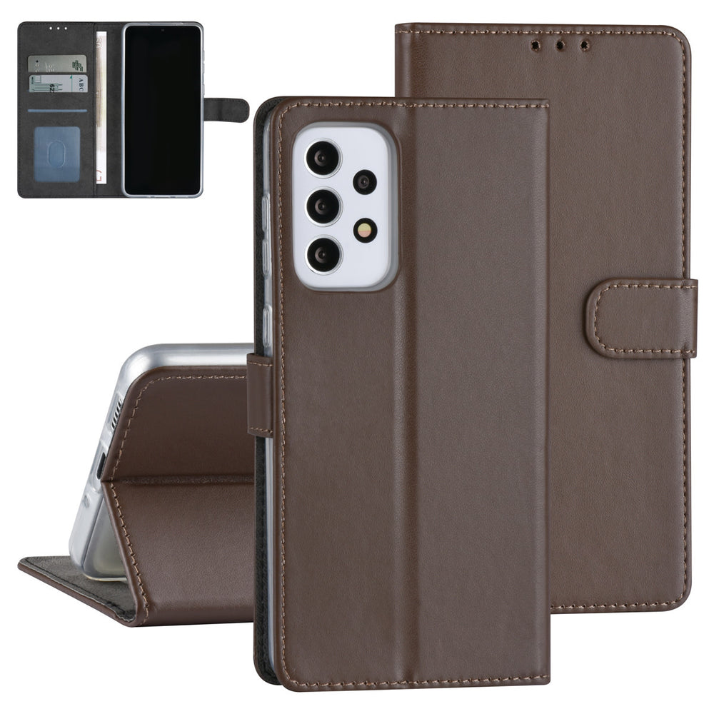 Samsung Galaxy A33 5G Book Case hoesje - Pasjeshouder voor 3 pasjes - Magneetsluiting - Bruin-Hoesjes-Ilumina Benelux