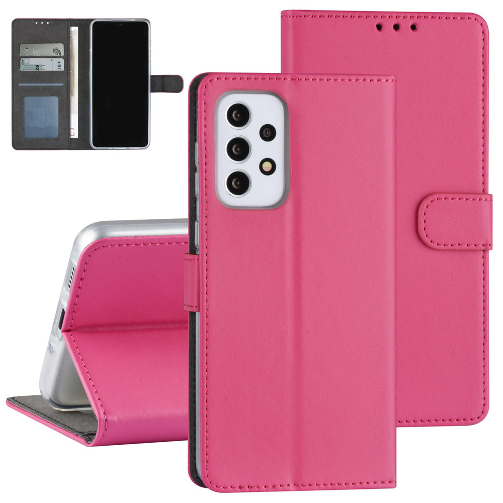 Samsung Galaxy A33 5G Book Case hoesje - Pasjeshouder voor 3 pasjes - Magneetsluiting - Felroze-Hoesjes-Ilumina Benelux