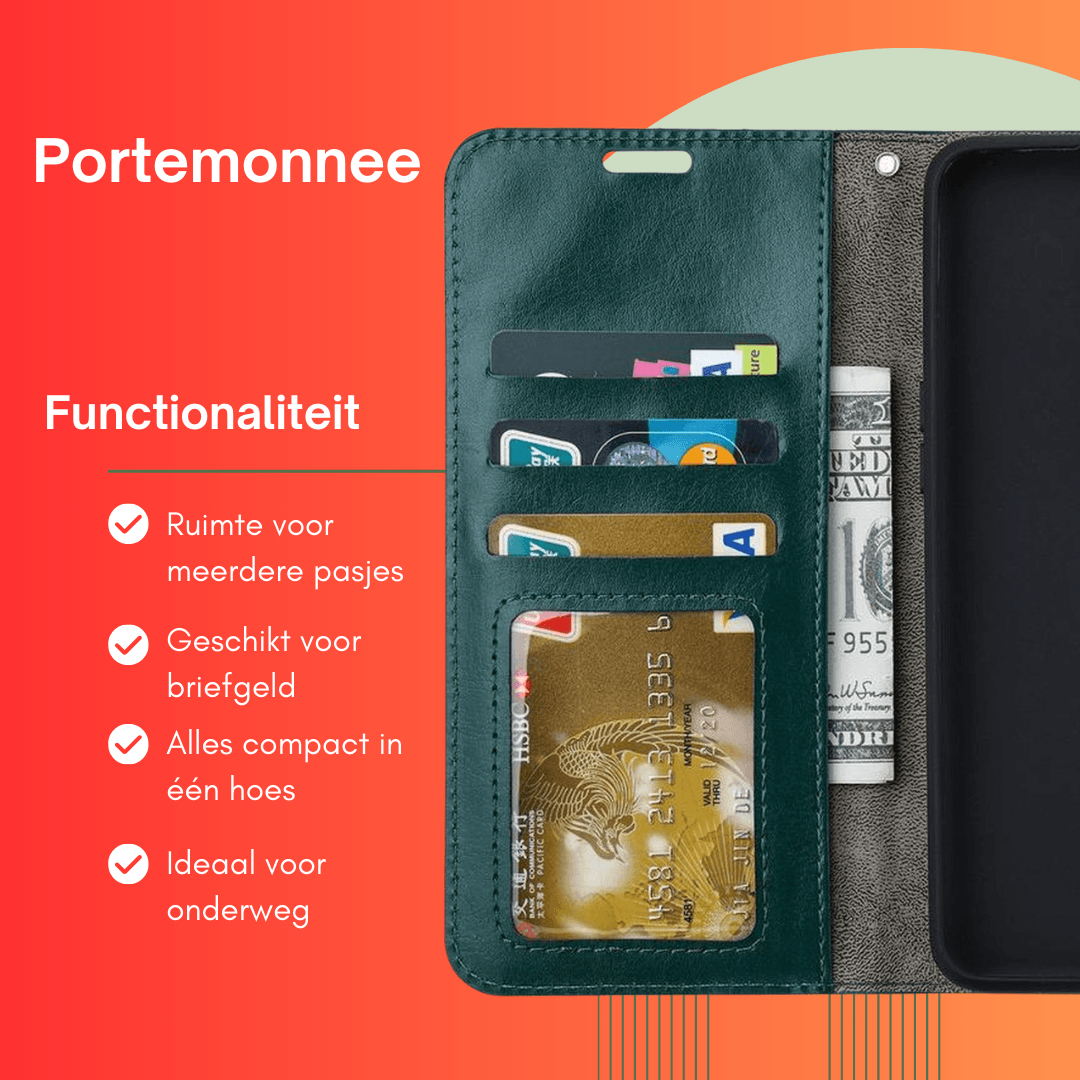 Xiaomi Redmi Note 10 Pro Hoesjes – Portemonnee Hoes – Pasjeshouder – 3x Screenprotector – Groen-Ilumina Benelux