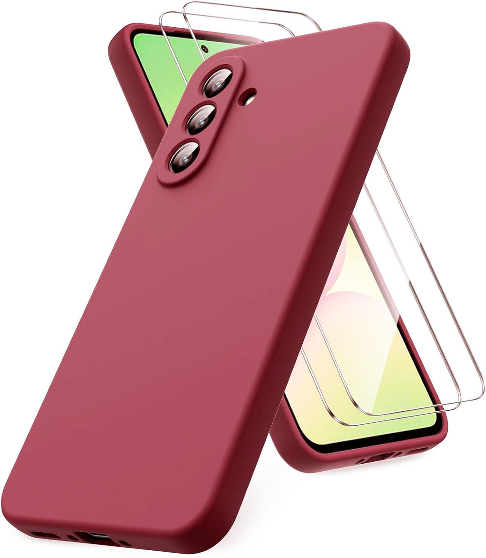 Samsung Galaxy A36 Hoesje Silicone - Liquid case met 2 Screenprotectors - Bordeaux-Ilumina Benelux