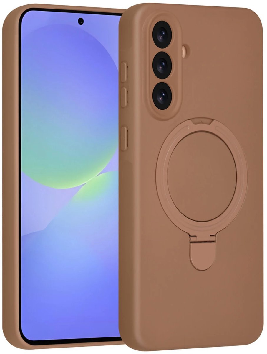 Samsung Galaxy A36 Hoesjes Schokbestendige Siliconen Backcover met Ringstandaard - Desert Brown-Ilumina Benelux