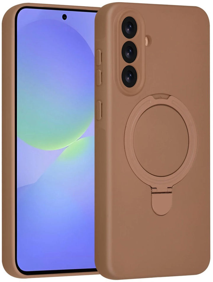Samsung Galaxy A36 Hoesjes Schokbestendige Siliconen Backcover met Ringstandaard - Desert Brown-Ilumina Benelux