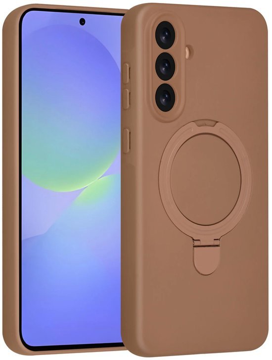 Samsung Galaxy A36 Hoesjes Schokbestendige Siliconen Backcover met Ringstandaard - Desert Brown-Ilumina Benelux