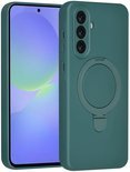 Samsung Galaxy A36 Hoesjes Schokbestendige Siliconen Backcover met Ringstandaard - DonkerGroen-Ilumina Benelux