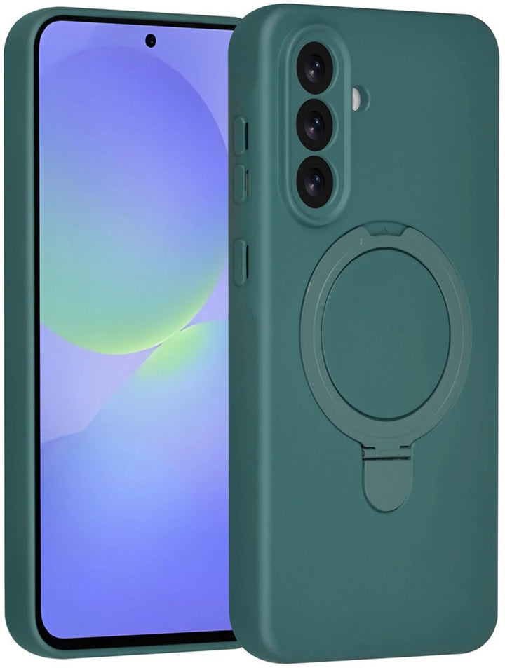 Samsung Galaxy A36 Hoesjes Schokbestendige Siliconen Backcover met Ringstandaard - DonkerGroen-Ilumina Benelux