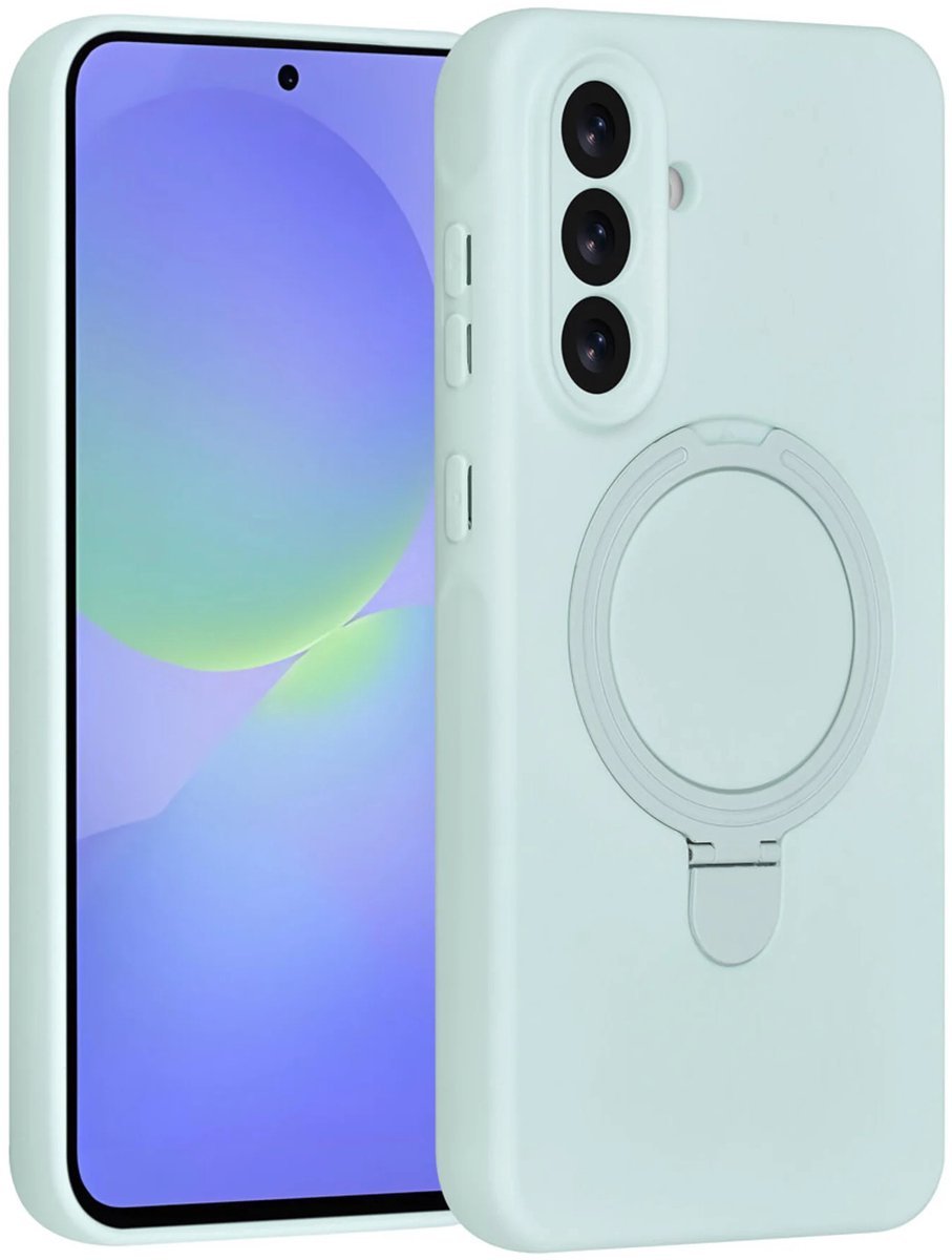 Samsung Galaxy A36 Hoesjes Schokbestendige Siliconen Backcover met Ringstandaard - Mint Green-Ilumina Benelux