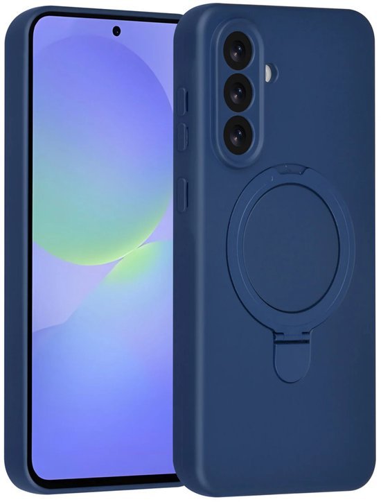 Samsung Galaxy A36 Hoesjes Schokbestendige Siliconen Backcover met Ringstandaard - Navy Blue-Ilumina Benelux