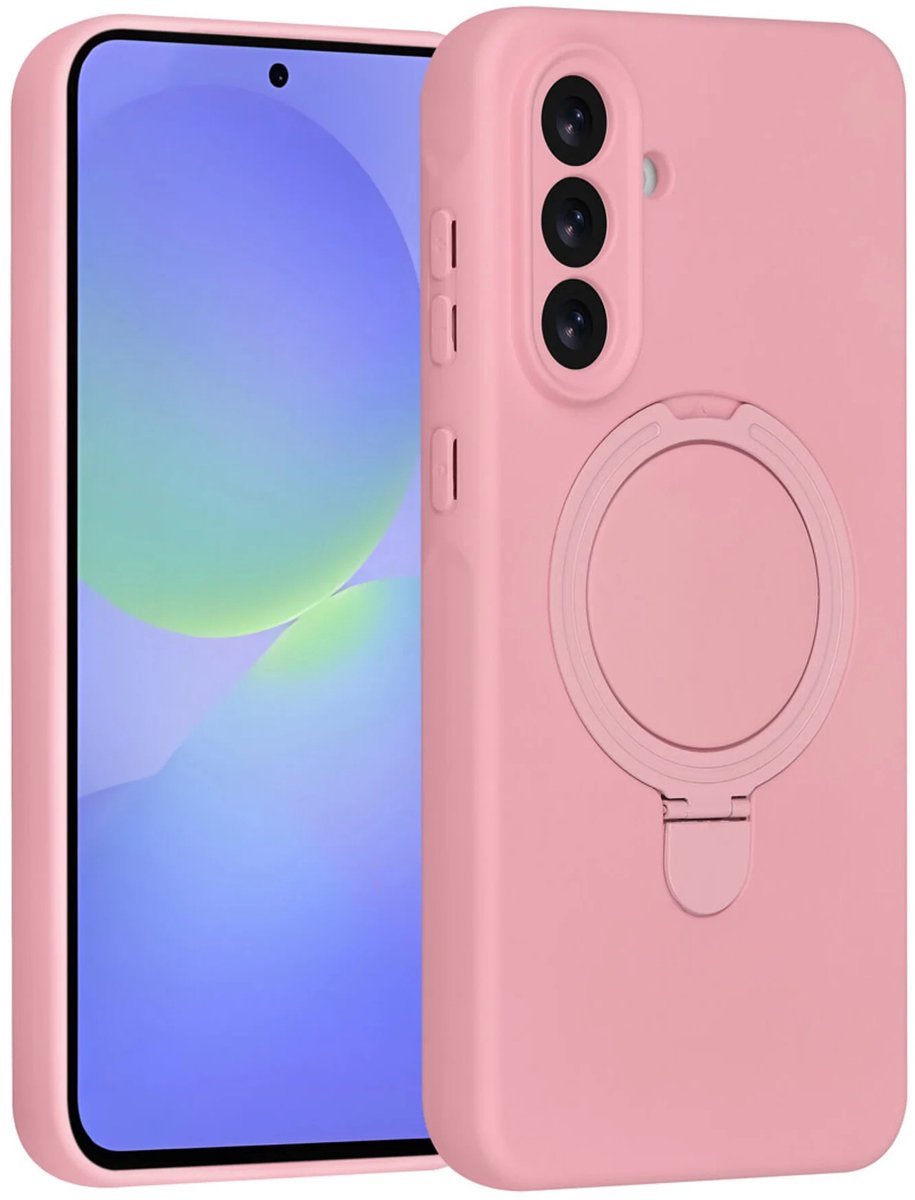 Samsung Galaxy A36 Hoesjes Schokbestendige Siliconen Backcover met Ringstandaard - Sakura Pink-Ilumina Benelux