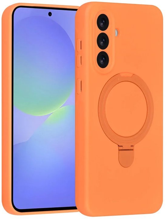 Samsung Galaxy A36 Hoesjes Schokbestendige Siliconen Backcover met Ringstandaard - Tangerine Orange-Ilumina Benelux