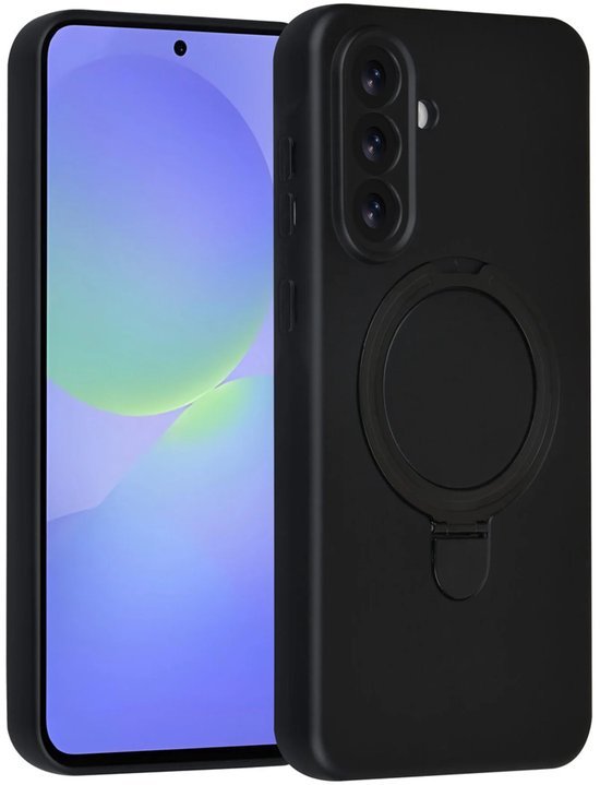Samsung Galaxy A36 Hoesjes Schokbestendige Siliconen Backcover met Ringstandaard - Zwart-Ilumina Benelux