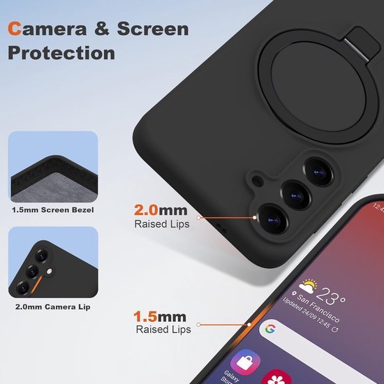 Samsung Galaxy A36 Hoesjes Schokbestendige Siliconen Backcover met Ringstandaard - Zwart-Ilumina Benelux