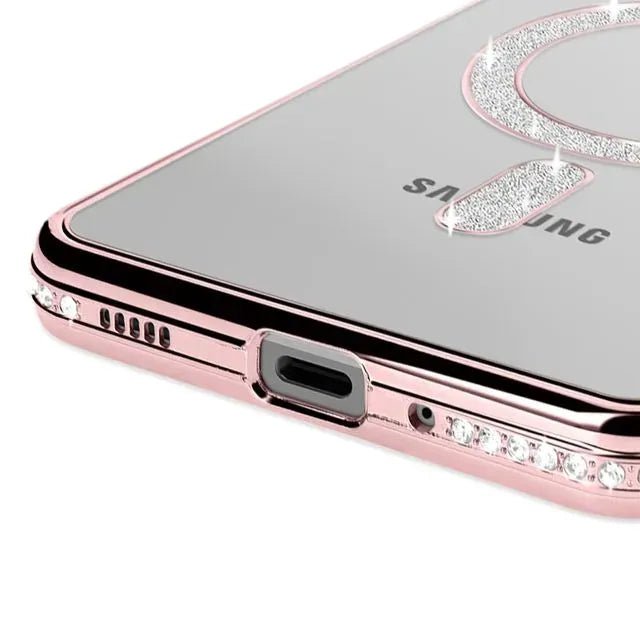 Samsung Galaxy A57 [Hoesjes – MagSafe Magnetisch – Glitter Sparkle – Zachte TPU Backcover - Roségoud-Hoesjes-Ilumina Benelux