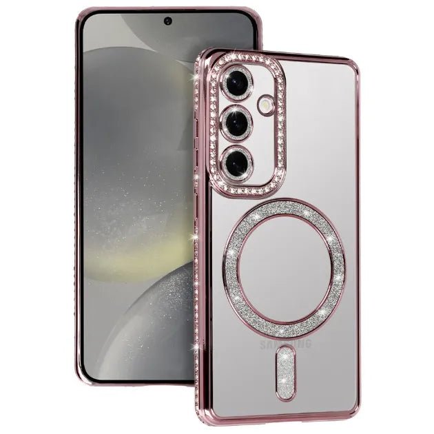 Samsung Galaxy A57 [Hoesjes – MagSafe Magnetisch – Glitter Sparkle – Zachte TPU Backcover - Roségoud-Hoesjes-Ilumina Benelux