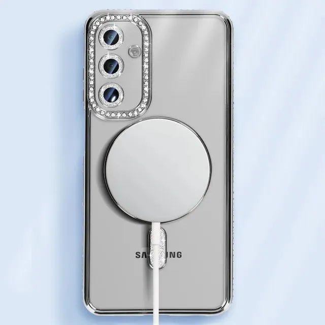 Samsung Galaxy A57 [Hoesjes – MagSafe Magnetisch – Glitter Sparkle – Zachte TPU Backcover - Zwart-Hoesjes-Ilumina Benelux