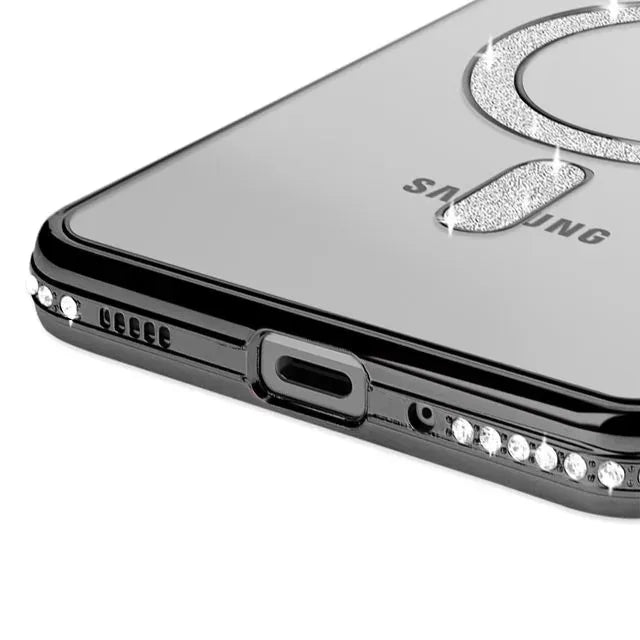 Samsung Galaxy A57 [Hoesjes – MagSafe Magnetisch – Glitter Sparkle – Zachte TPU Backcover - Zwart-Hoesjes-Ilumina Benelux