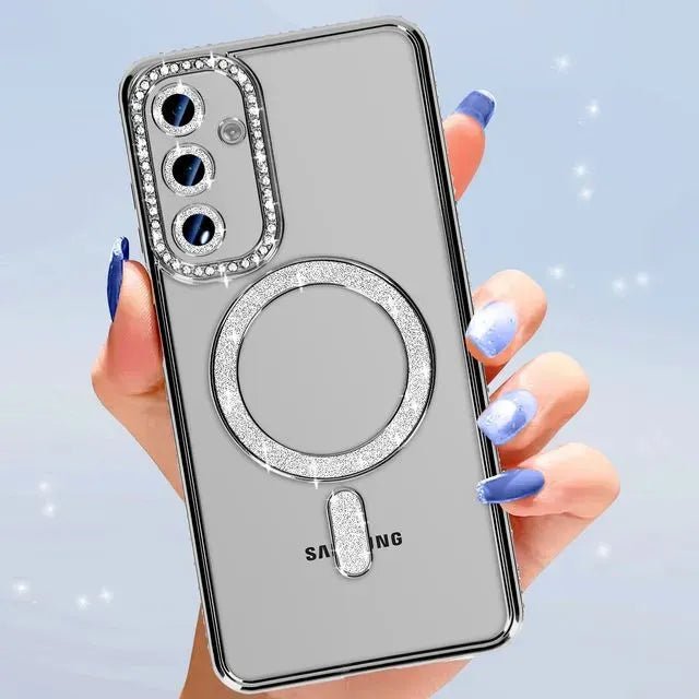 Samsung Galaxy A57 [Hoesjes – MagSafe Magnetisch – Glitter Sparkle – Zachte TPU Backcover - Zwart-Hoesjes-Ilumina Benelux