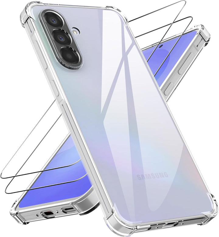 Samsung Galaxy A37 Hoesjes - Siliconen Backcover - Schokbestendig - Transparant - Met 2x Screenprotectors-Ilumina Benelux