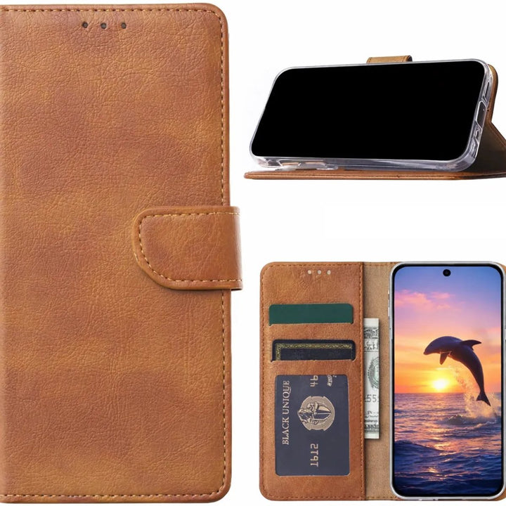Samsung Galaxy A37 - Lichtbruin - Portemonnee Hoesje met 3 Kaartvakken & Magnetische Sluiting-Ilumina Benelux