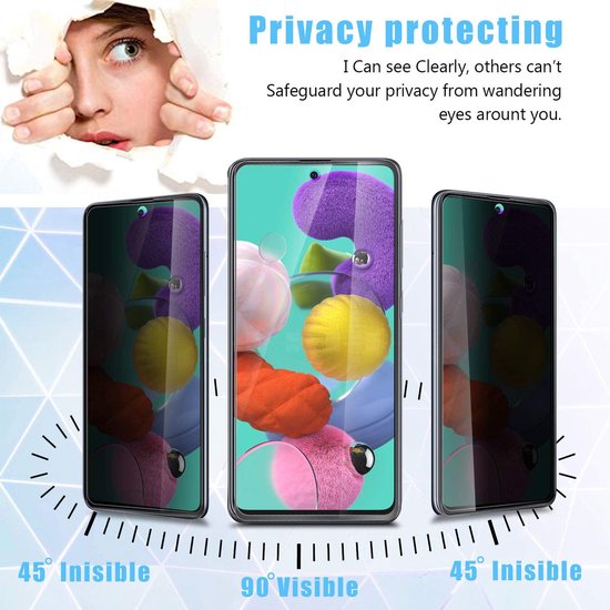 Samsung Galaxy A51 – Privacy Gehard Glas 9H – Anti Kras – 2-Pack-Ilumina Benelux