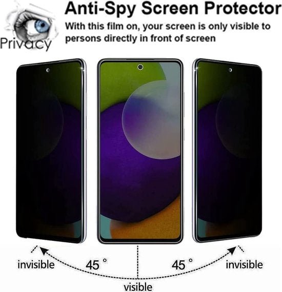 Samsung Galaxy A52 4G/5G & A52s A528 – Privacy Screenprotector Gehard 9H – 2-Pack-Ilumina Benelux