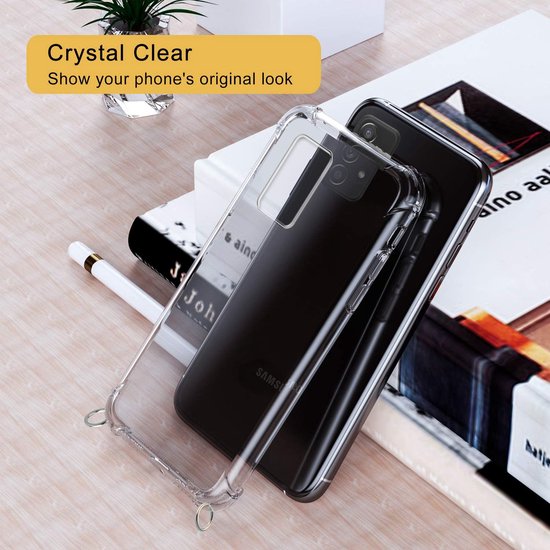 Samsung Galaxy A52 Hoesjes – Transparante Backcover met Koord – Schouderkoord – Anti Kras-Ilumina Benelux