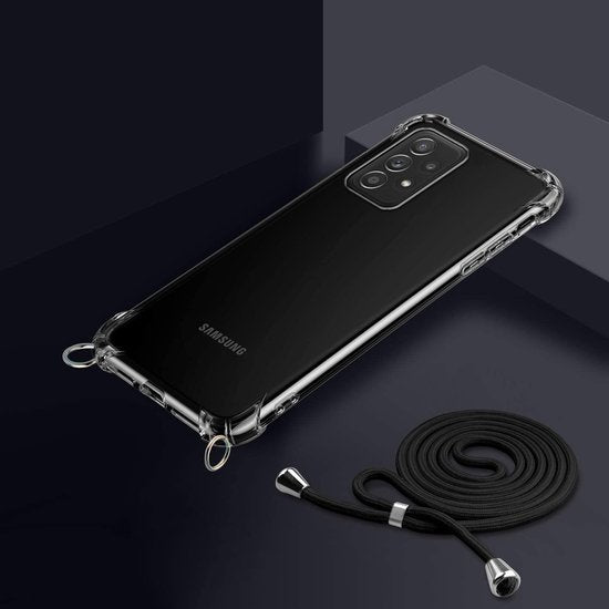 Samsung Galaxy A52 Hoesjes – Transparante Backcover met Koord – Schouderkoord – Anti Kras-Ilumina Benelux