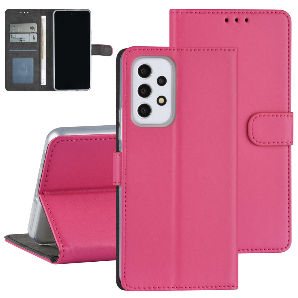 Samsung Galaxy A53 5G Book Case hoesje - Pasjeshouder voor 3 pasjes - Magneetsluiting - Felroze-Hoesjes-Ilumina Benelux