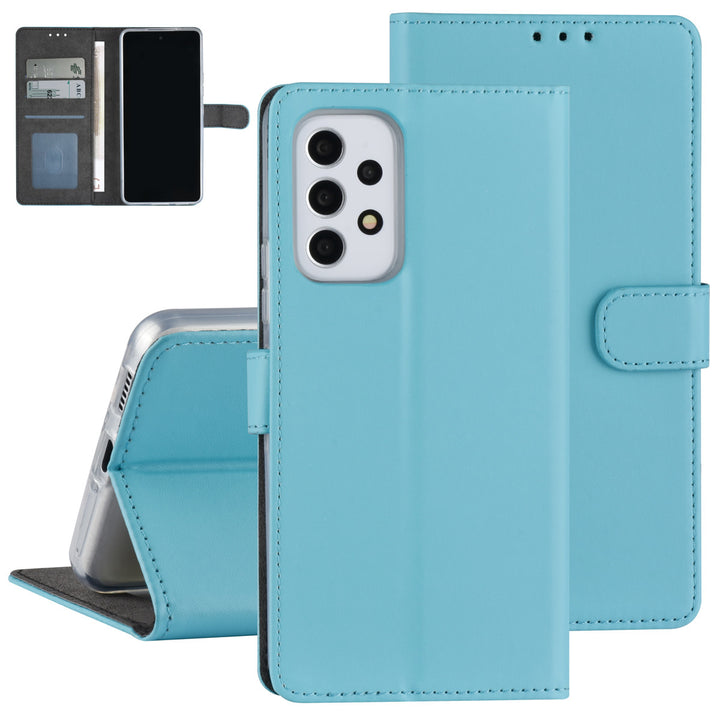 Samsung Galaxy A53 5G Book Case hoesje - Pasjeshouder voor 3 pasjes - Magneetsluiting - LichtBlauw-Hoesjes-Ilumina Benelux