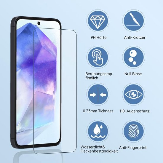Samsung Galaxy A55 5G Screenprotector Gehard 9H – Anti-kras – 3-Pack-Ilumina Benelux