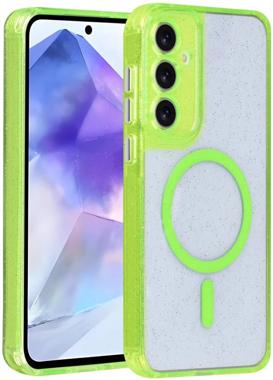 Samsung Galaxy A55 Hoesjes - Magsafe - Glitter Design - Groen-Ilumina Benelux