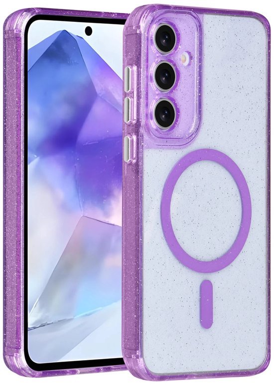 Samsung Galaxy A55 Hoesjes - Magsafe - Glitter Design - Paars-Ilumina Benelux