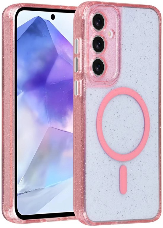 Samsung Galaxy A55 Hoesjes - Magsafe - Glitter Design - Roze-Ilumina Benelux