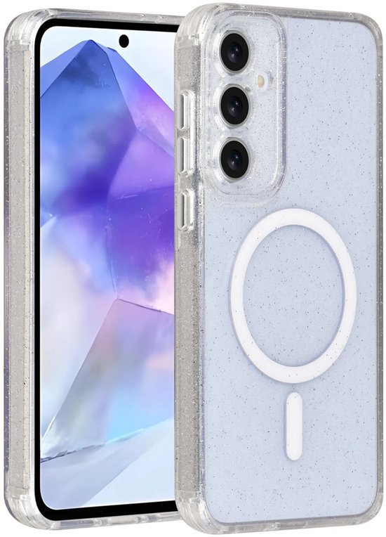 Samsung Galaxy A55 Hoesjes - Magsafe - Glitter Design - Transparant-Ilumina Benelux