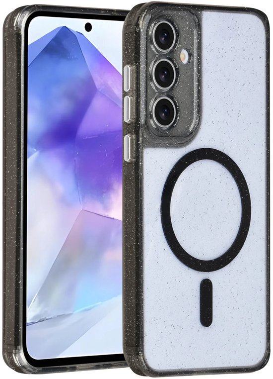 Samsung Galaxy A55 Hoesjes - Magsafe - Glitter Design - Zwart-Ilumina Benelux