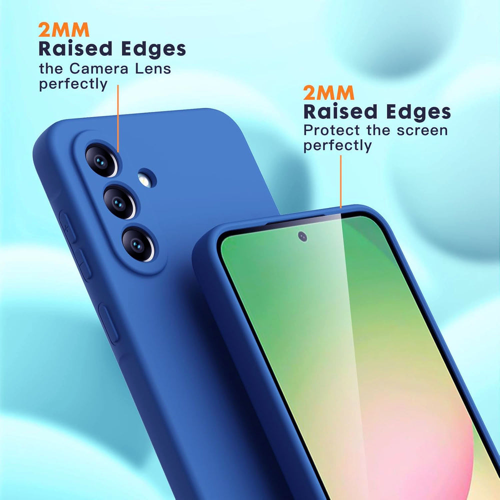 Samsung Galaxy A56 Hoesje Silicone - Liquid case met 2 Screenprotectors - Blauw-Ilumina Benelux
