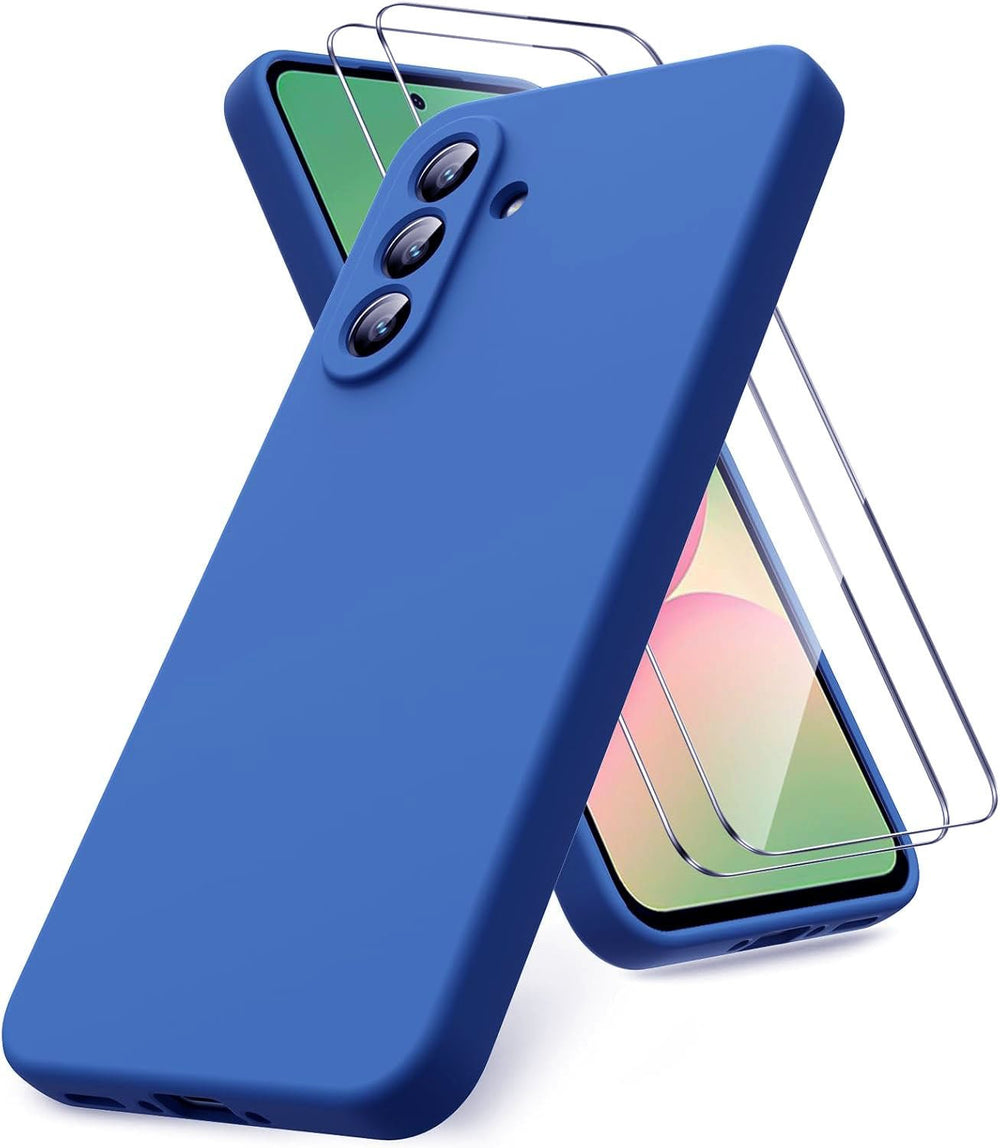 Samsung Galaxy A56 Hoesje Silicone - Liquid case met 2 Screenprotectors - Blauw-Ilumina Benelux